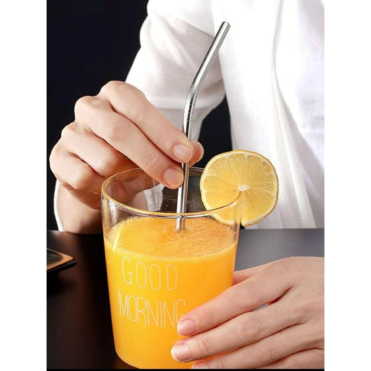 SS Curved Straw 6mm - 7pp (6 Straw + 1 Brush Cleaner) — view 3
