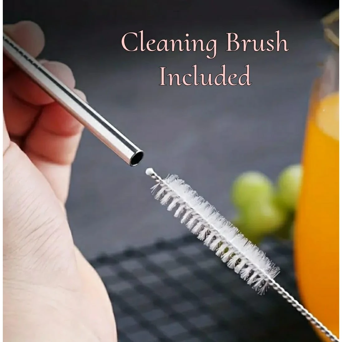 SS Curved Straw 6mm - 7pp (6 Straw + 1 Brush Cleaner) — view 5