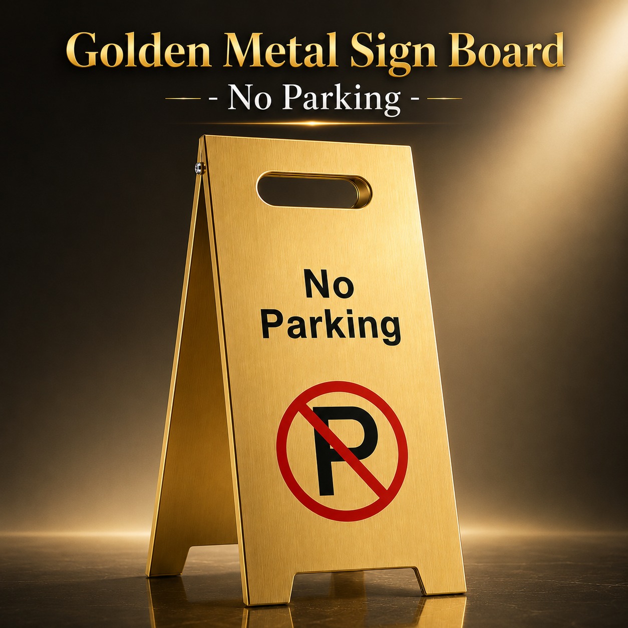 Golden Metal Sign Board - No Parking
