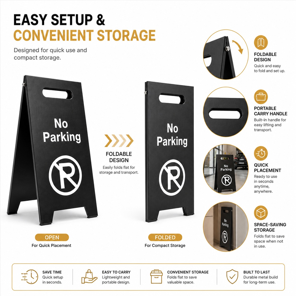 Black Metal Sign Board - No Parking — view 5