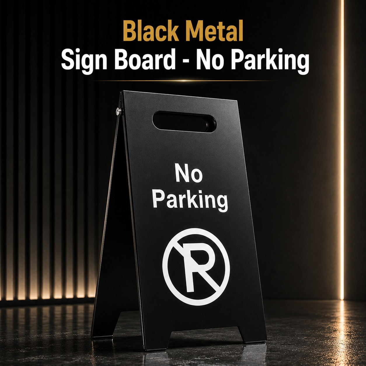 Black Metal Sign Board - No Parking