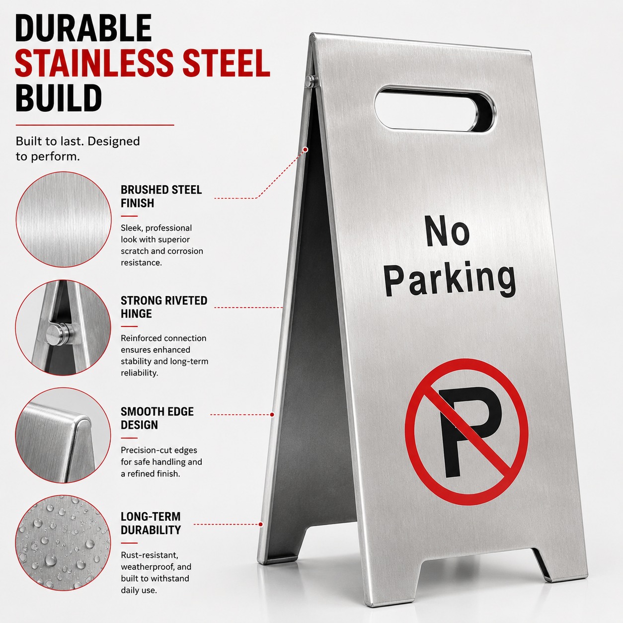 Silver Metal Sign Board - No Parking — view 6