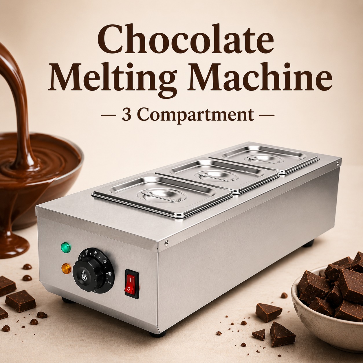 Chocolate Melting Machine — 3 Compartment