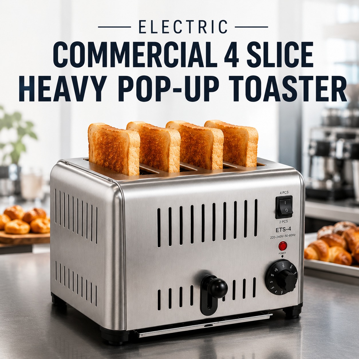 Electric Commercial 4 Slice Heavy Pop-Up Toaster