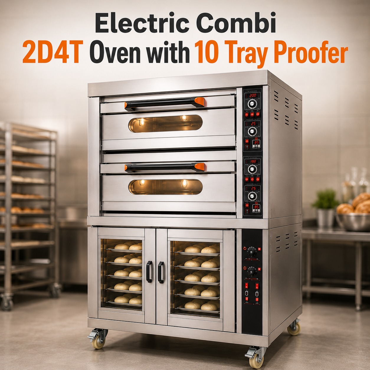 Electric Pizza Oven 2 Deck 4 Tray without Stone + Electric 10 Trays Proofer