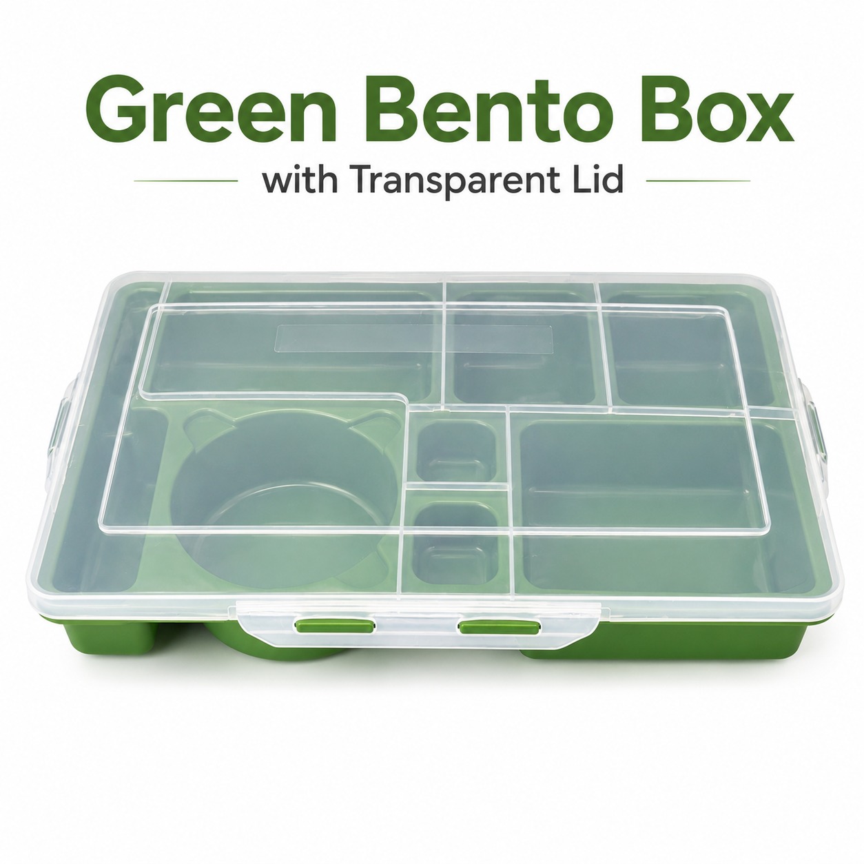 Green Bento Box with Transparent Lid