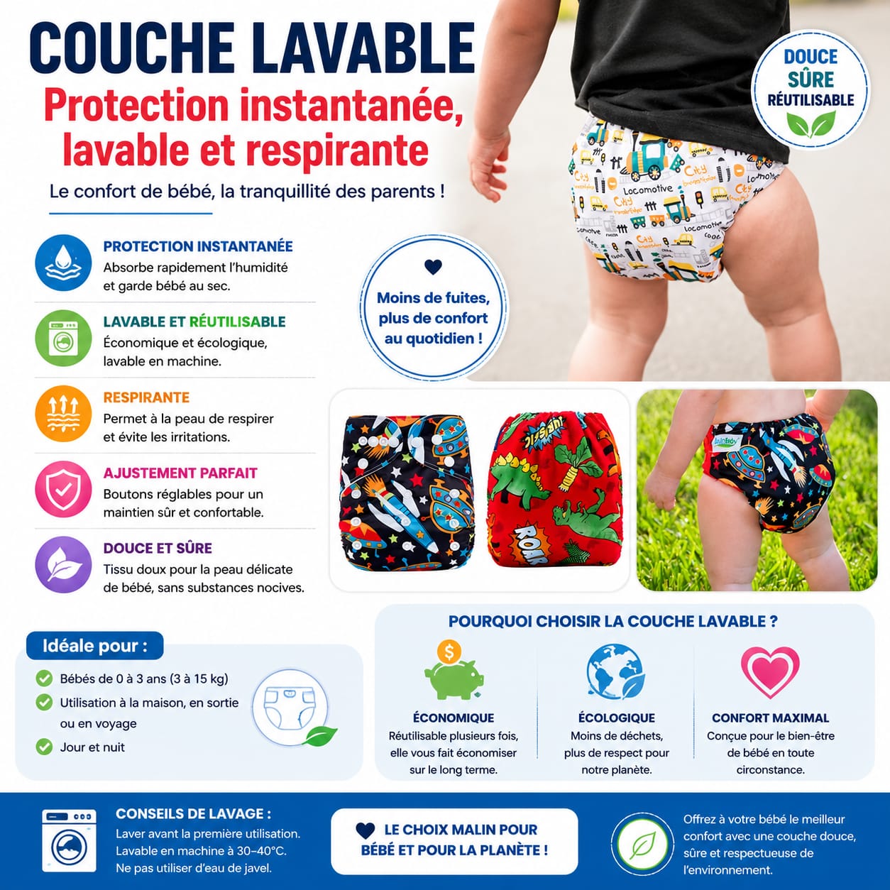 Couche bébé lavable