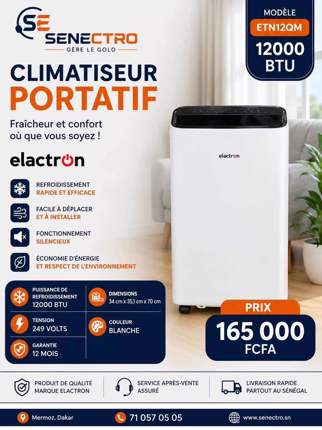 Climatiseur Portatif ETN12 QM 12000BTU