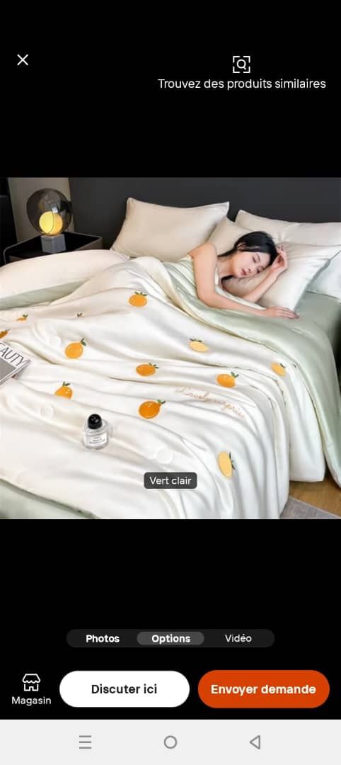 Couette et drap de luxe  Parure de lit en soie lavable brodée. Été ou fraîcheur