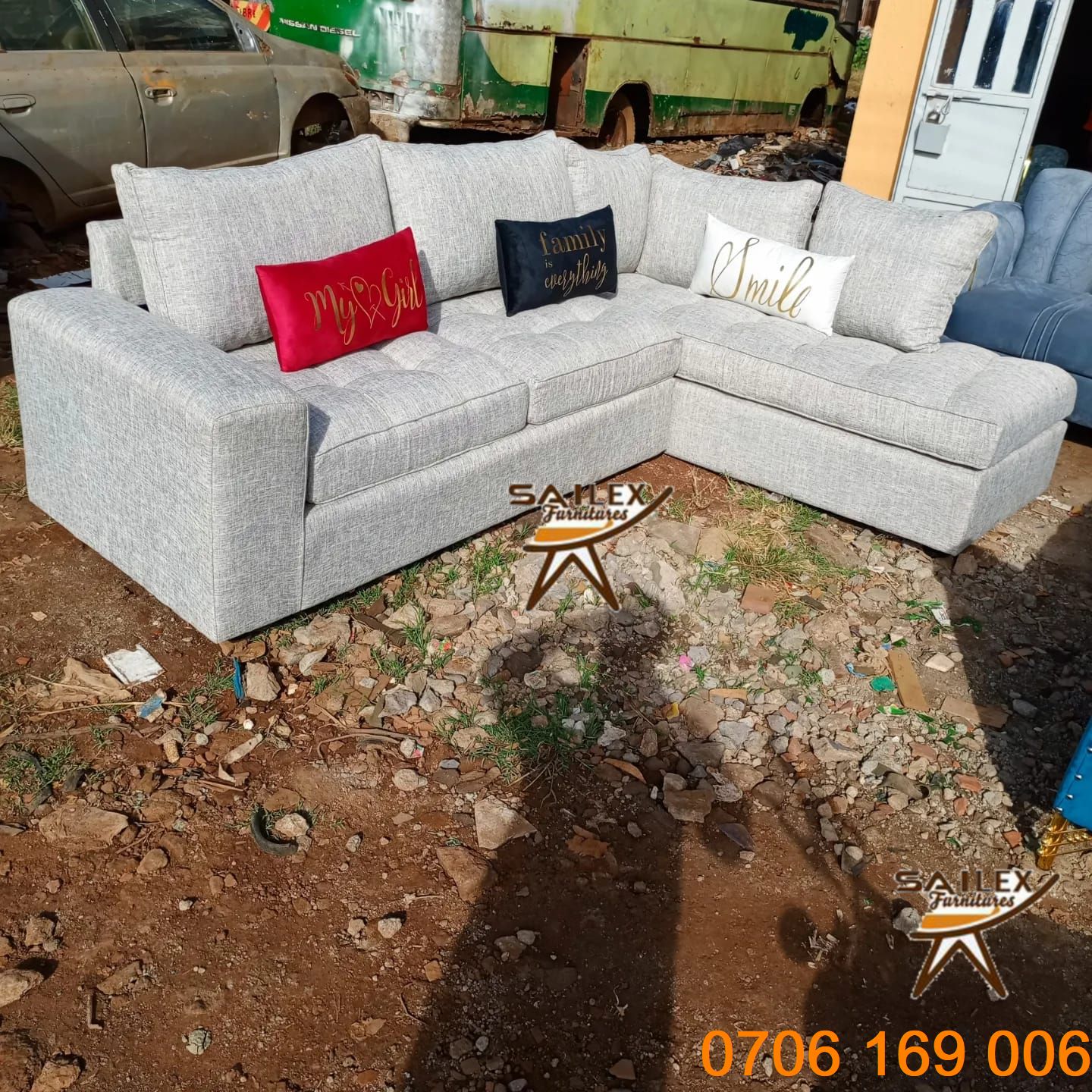 Heather Grey Textured Sectional