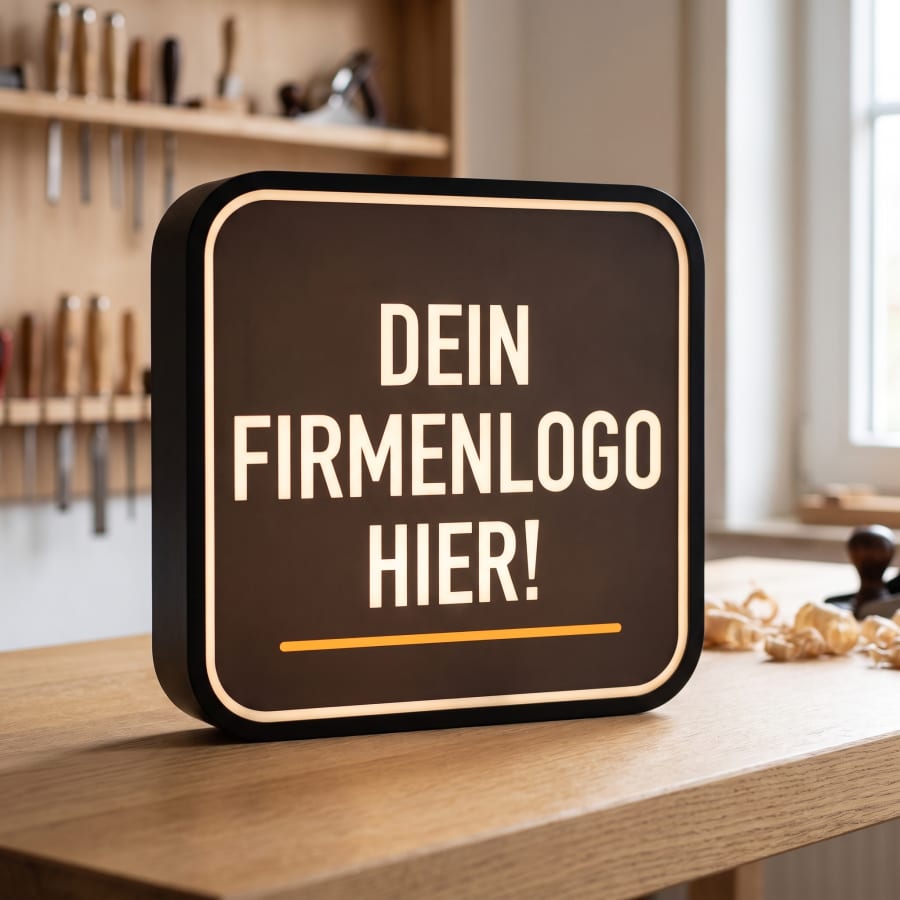 Firmenlogo-Lampe Detail