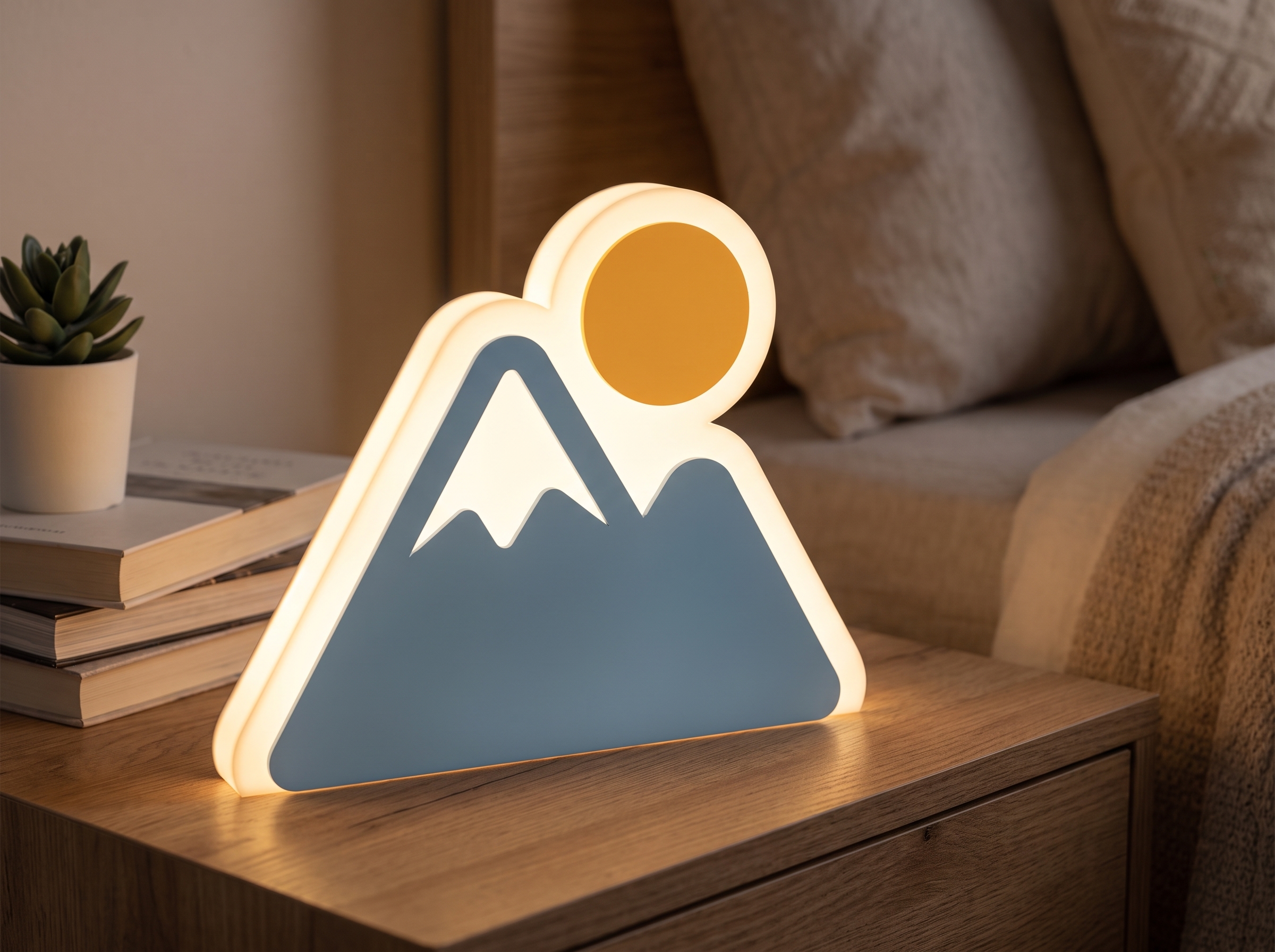 Leuchtende Logo-Lampe mit eigenem Lieblingsmotiv im Wohnzimmer