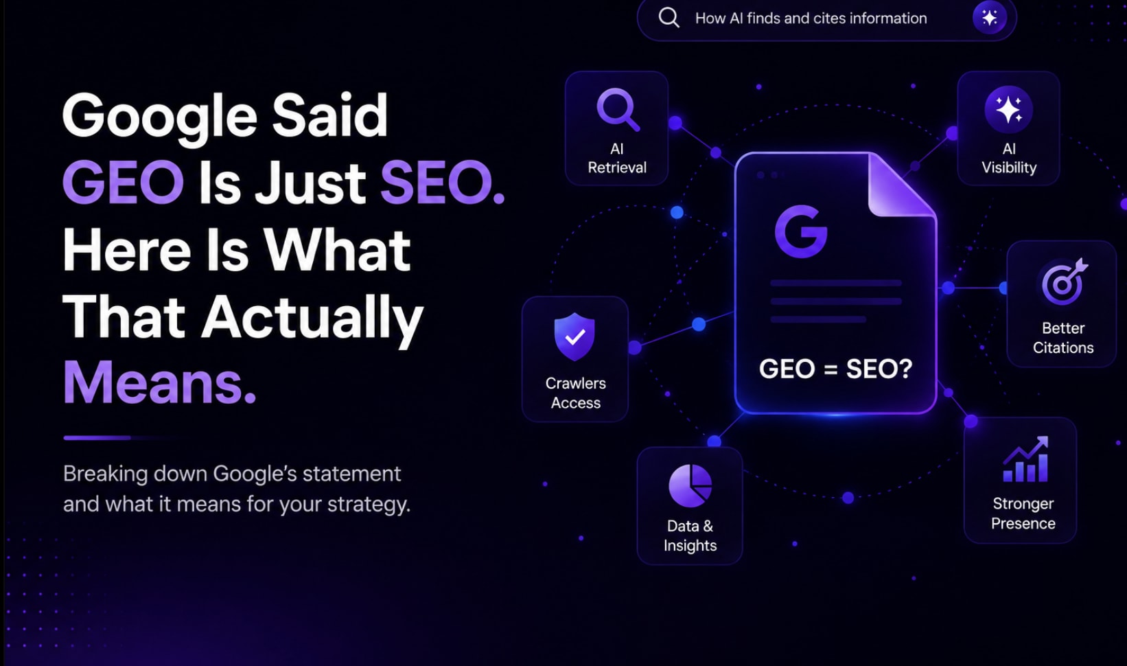 Google Said GEO Is Just SEO. Here Is What That Actually Means.