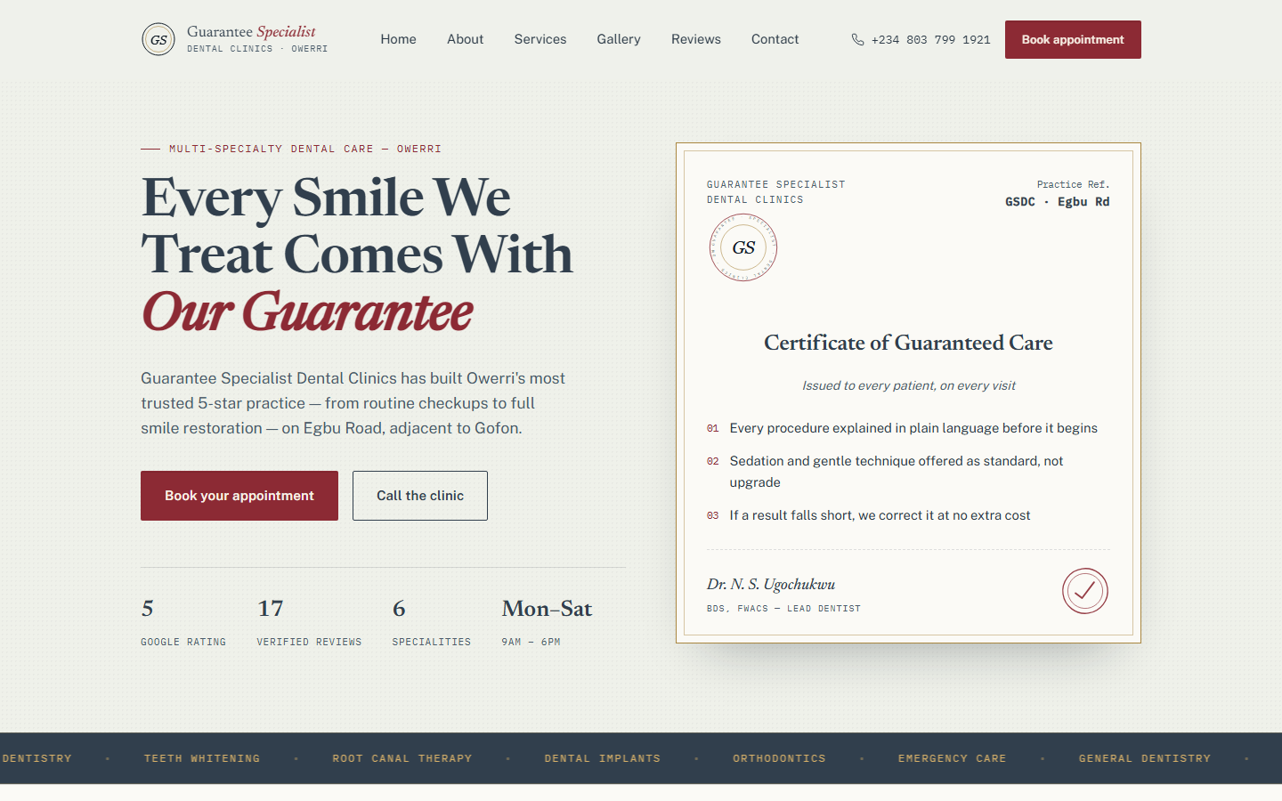 Guarantee Specialist Dental Clinics