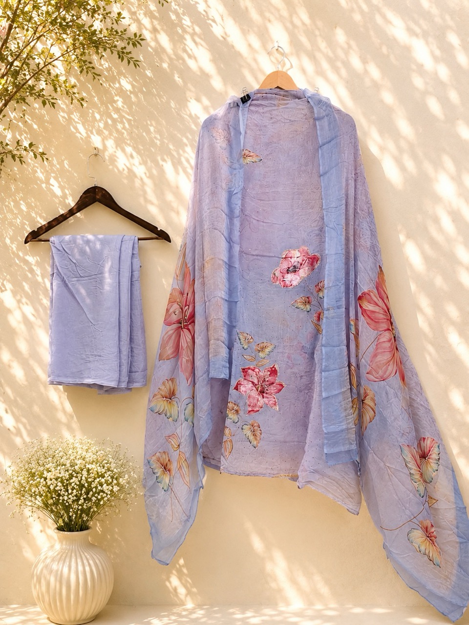 Lavender Pure Viscose Unstitched 3-Piece Set IM0050