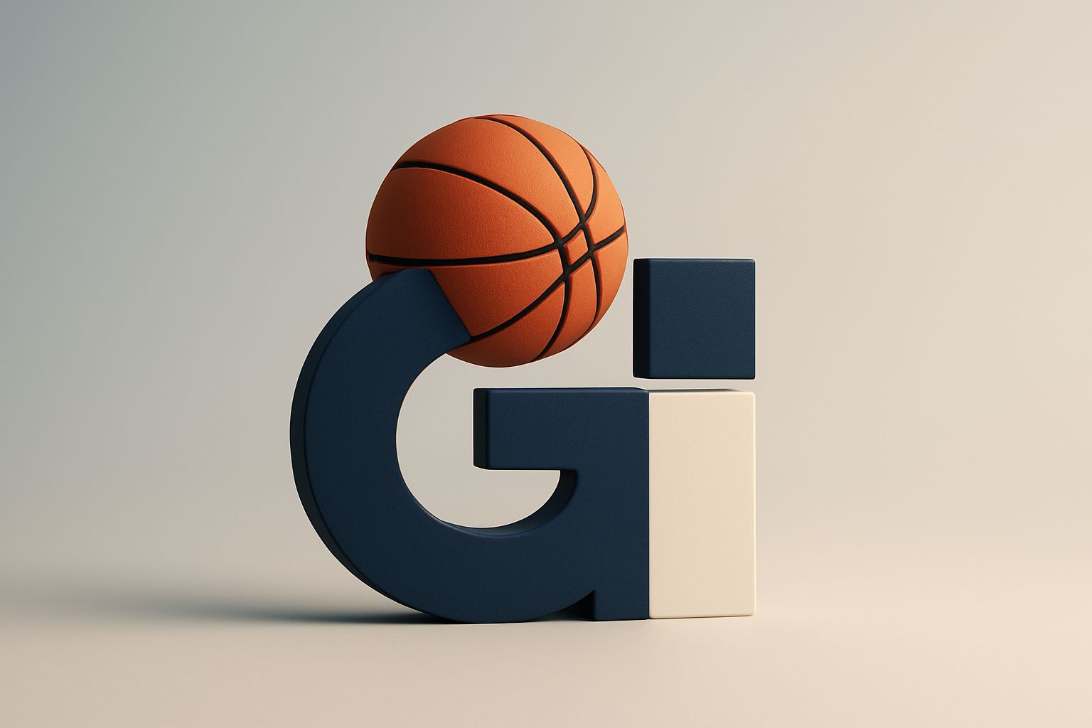 georgetown basketball: Minimalist studio photograph of abstract geometric sculpture representing geo