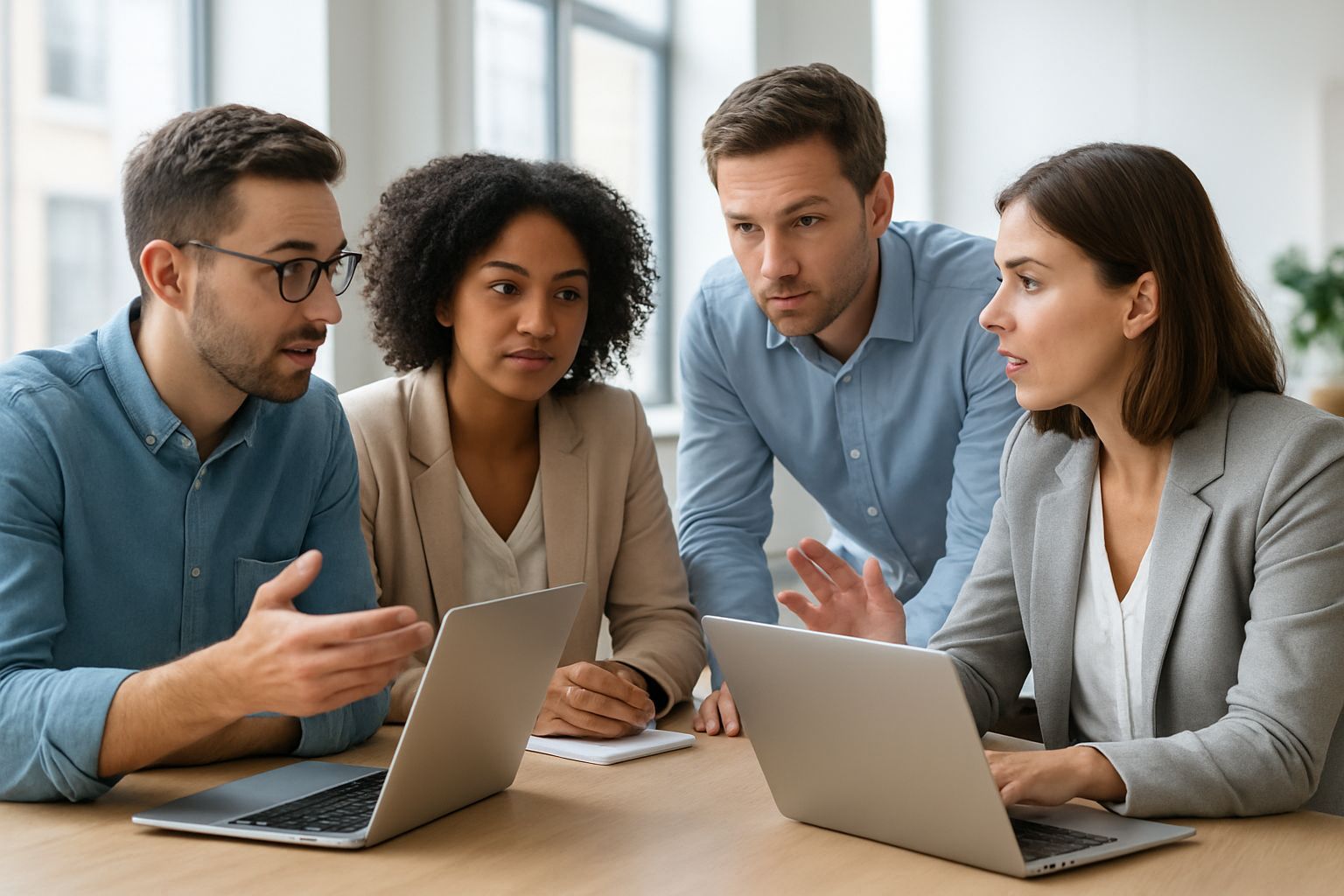 Por qué tu contenido web está muriendo y qué hacer: Professional team collaborating around laptop