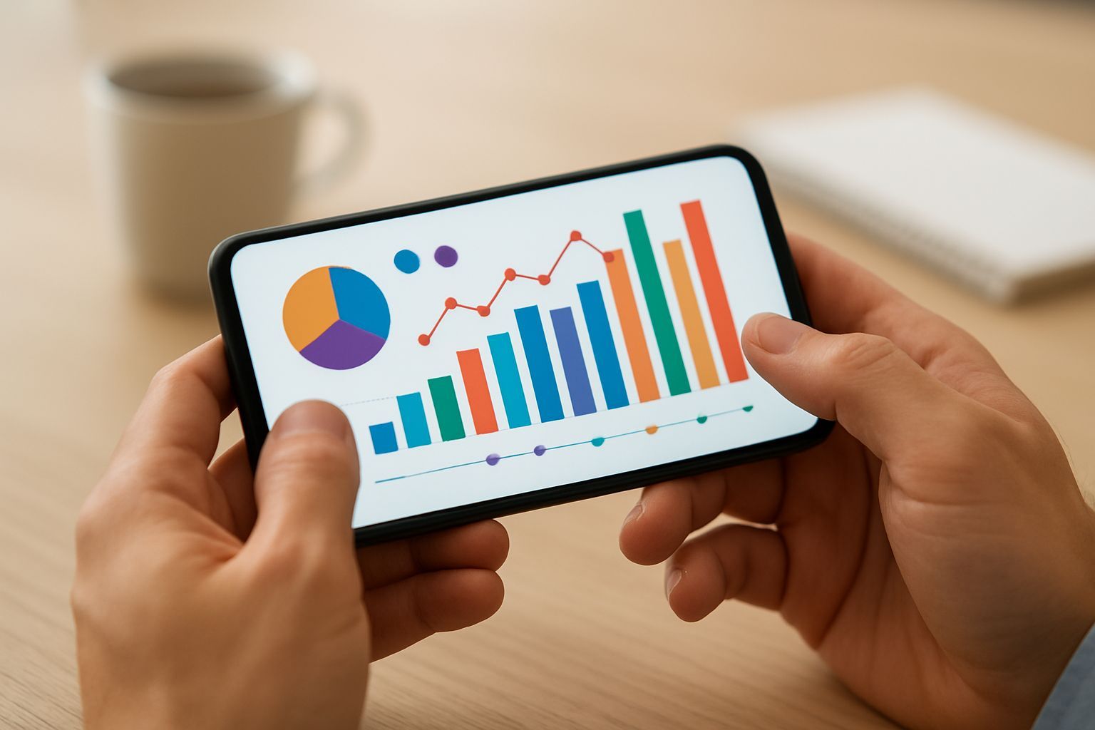 Por qué tu contenido web está muriendo y qué hacer: Close-up of hands on smartphone with colorful