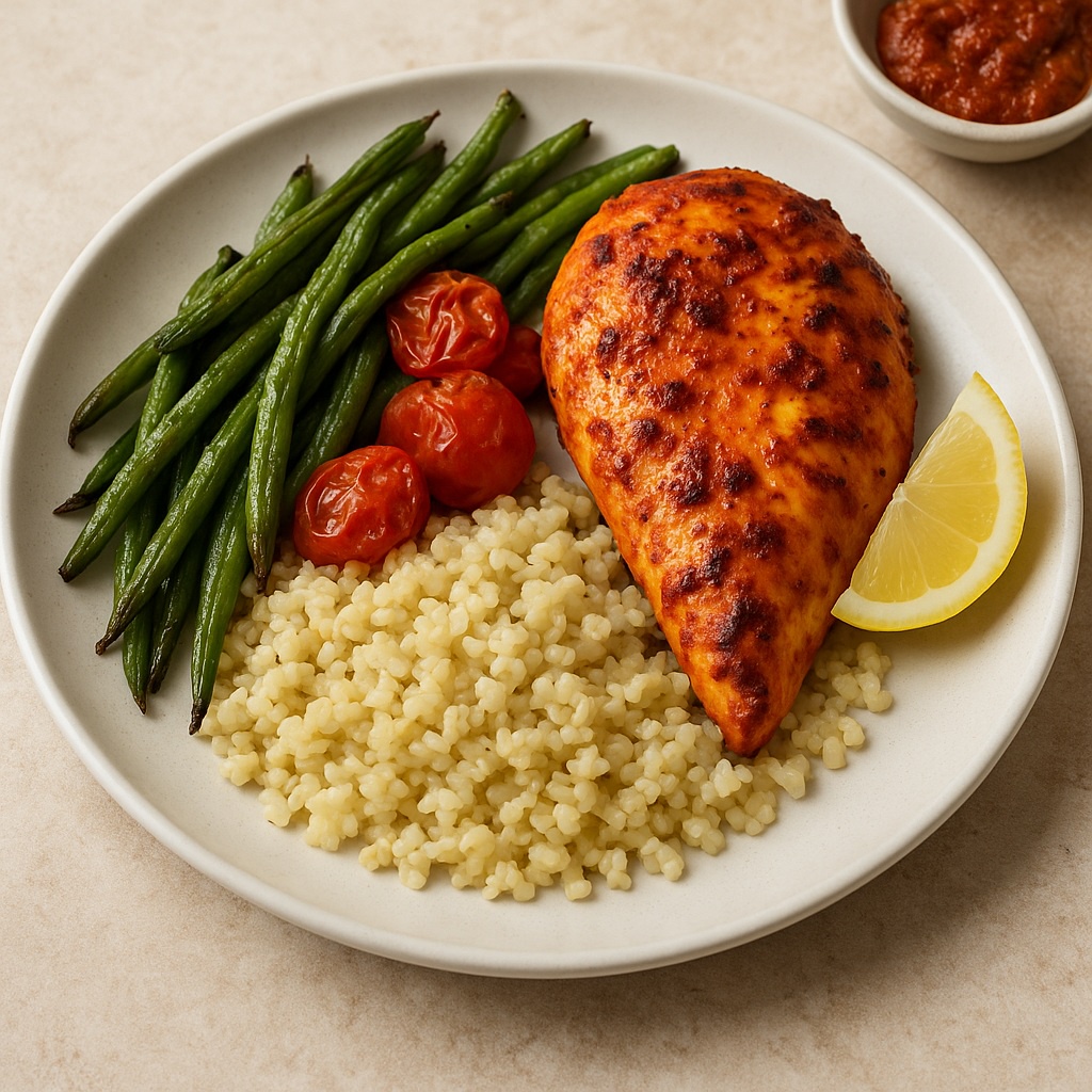 Spicy Harissa Chicken with Green Beans & Bulgur