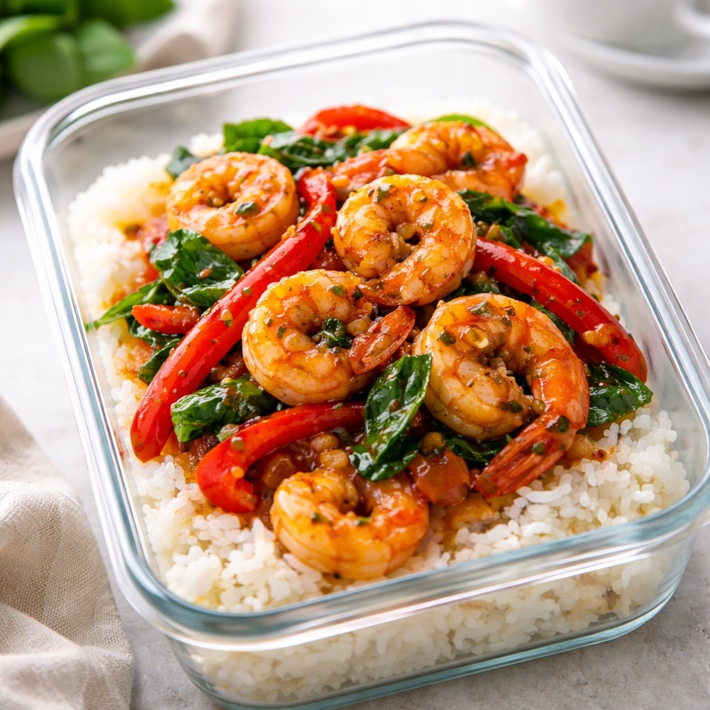 Thai Spicy Basil White Shrimp with Jasmine Rice