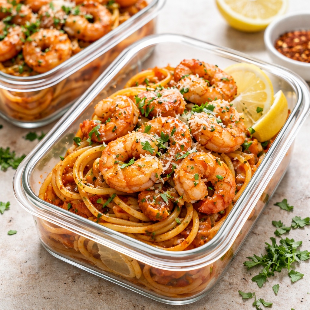 Spicy Garlic White Shrimp Pasta