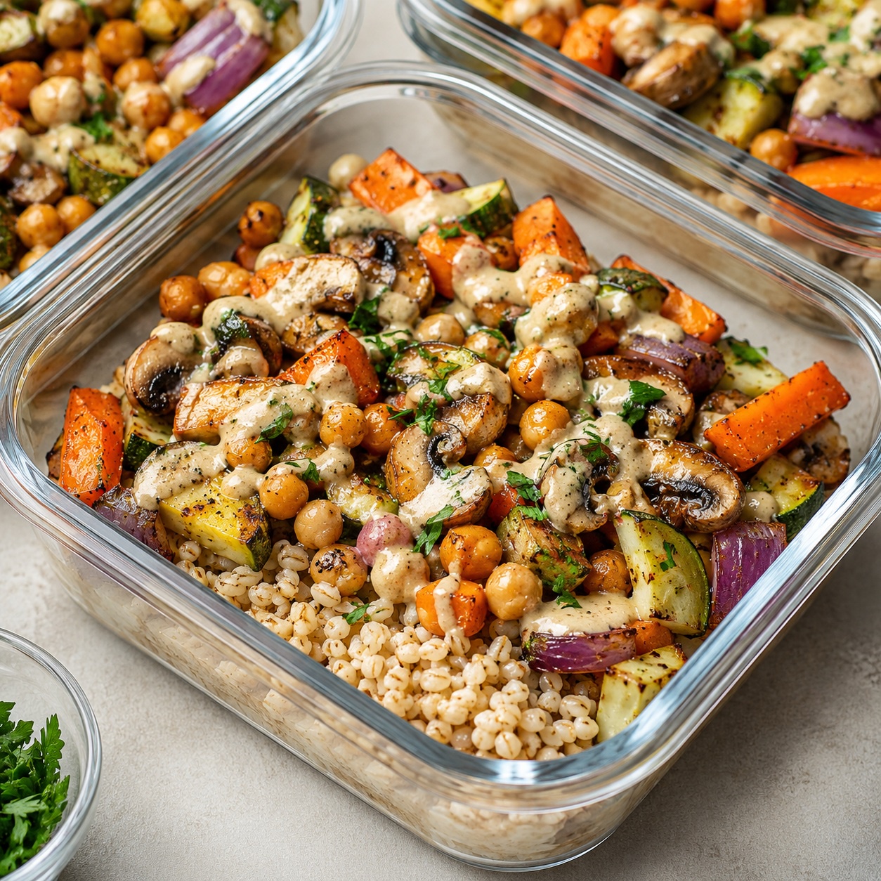 Mushroom Barley Lunch Bowls