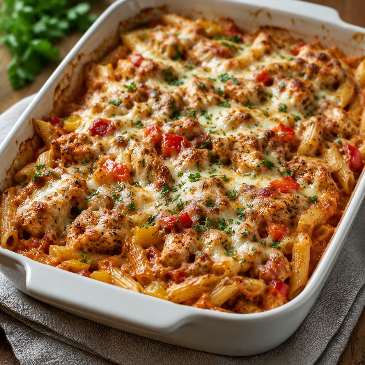 Cajun Chicken Thigh Pasta Bake
