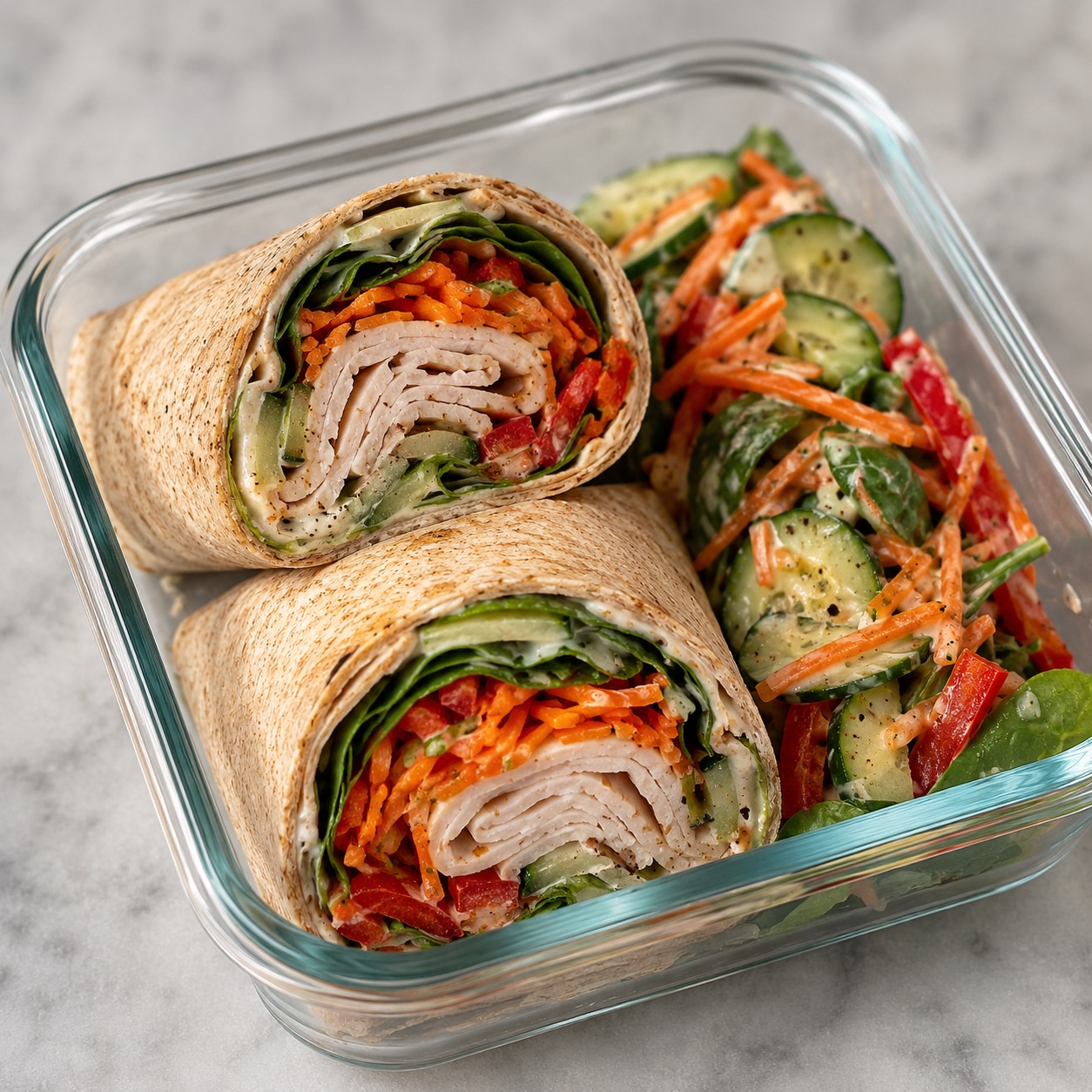 Maple-Mustard Turkey Wrap with Crunchy Cucumber Slaw