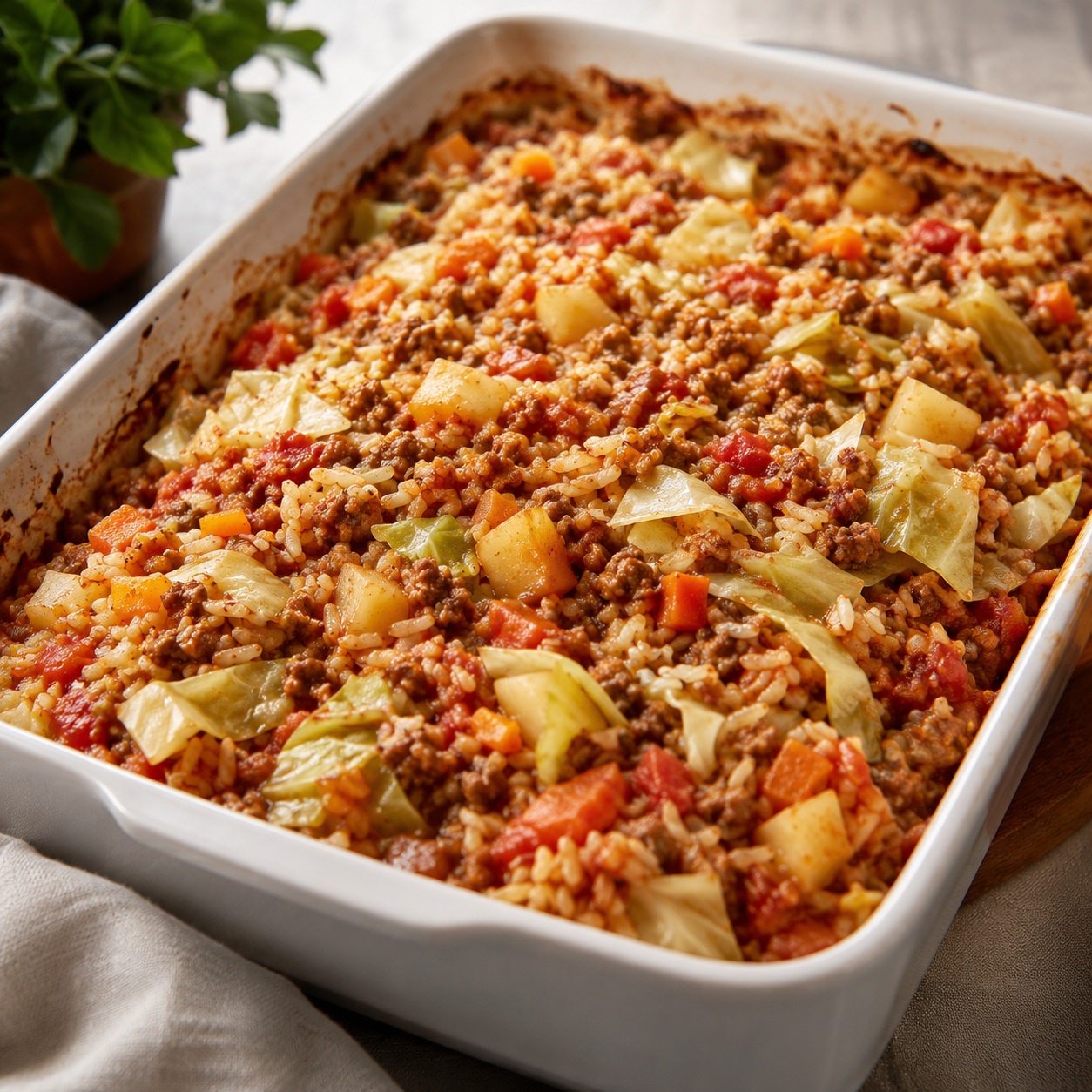 Pork and Apple Stuffed Cabbage Bake