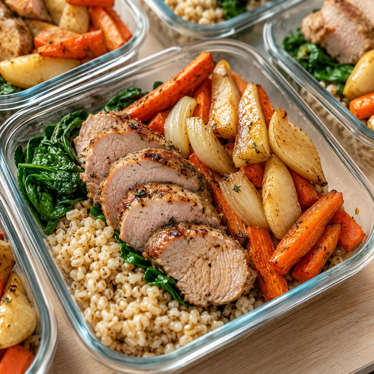 Maple-Dijon Pork Tenderloin with Roasted Carrots and Pears