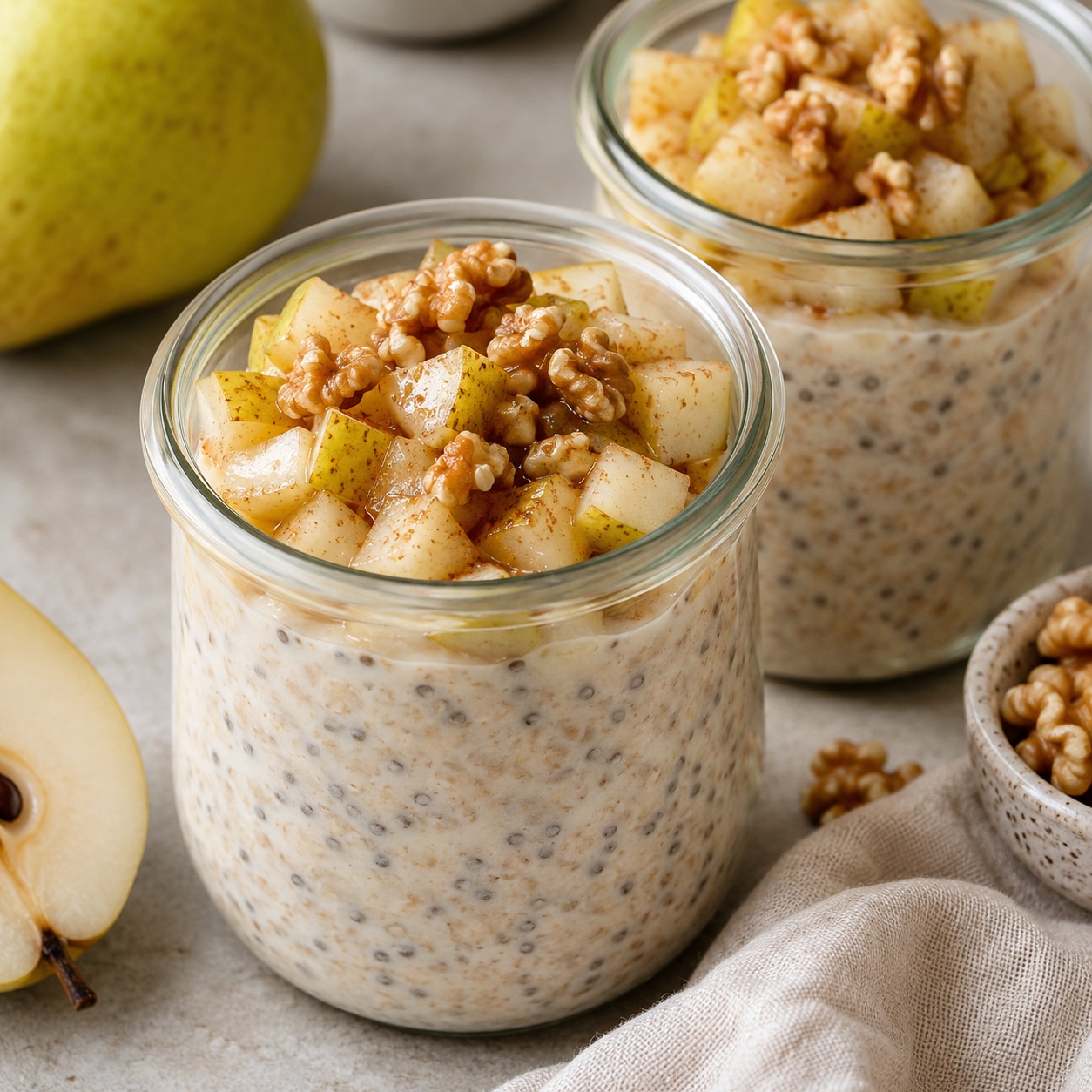 Creamy Yogurt Pear Oatmeal Jars
