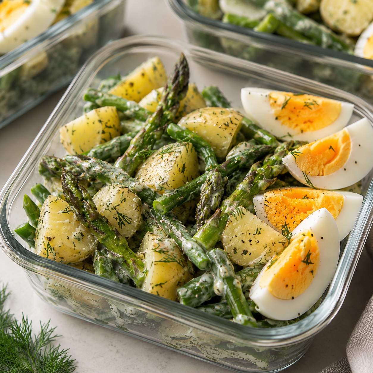Warm Potato, Asparagus and Egg Salad with Dill Mustard Dressing