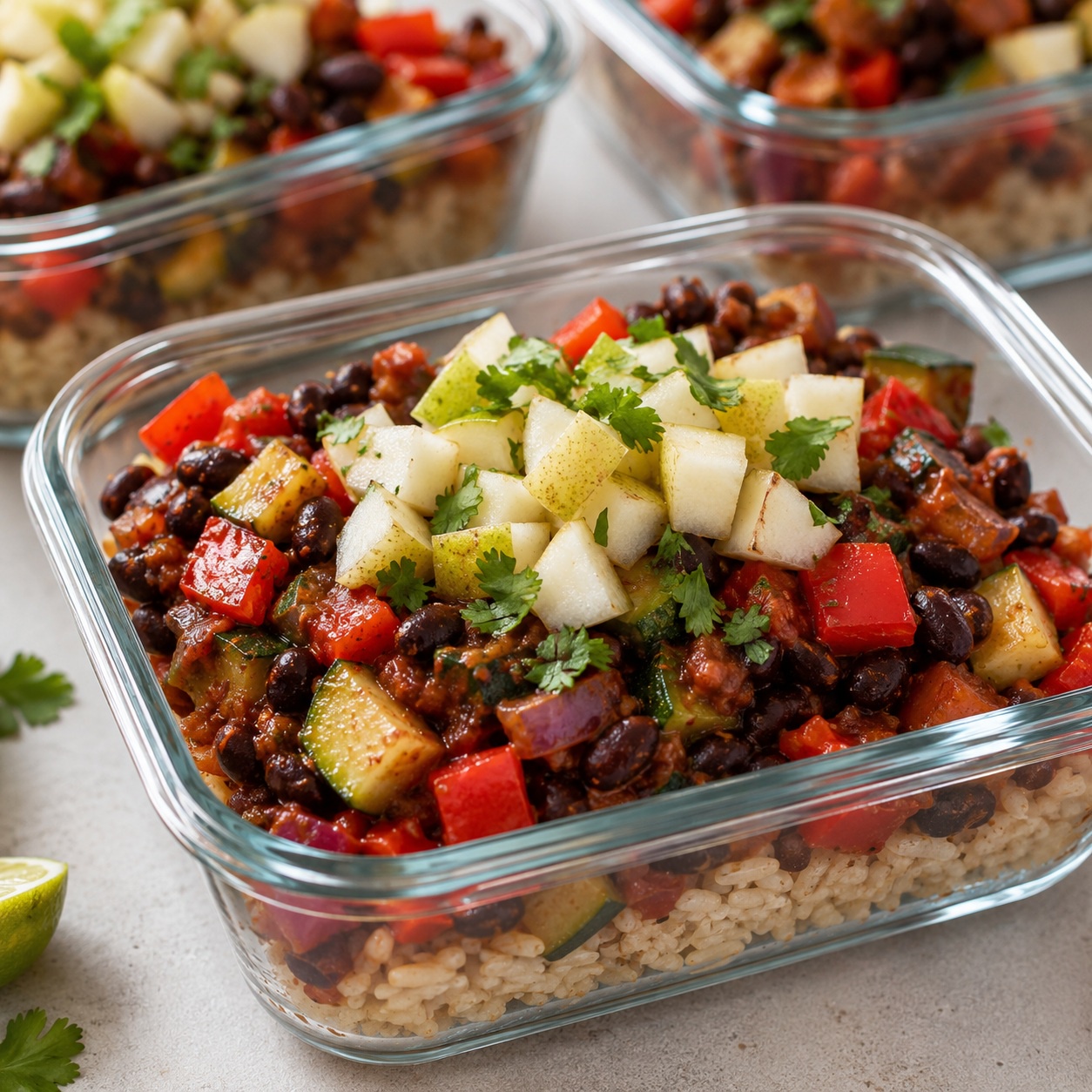Pear and Black Bean Enchilada Rice Bowls