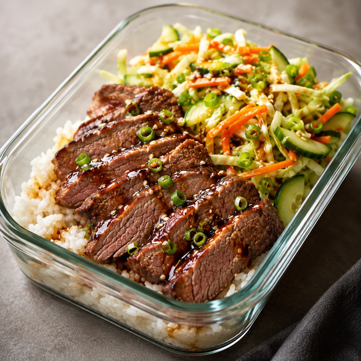 Sliced Blade Roast Rice Bowls with Sesame Ginger Slaw