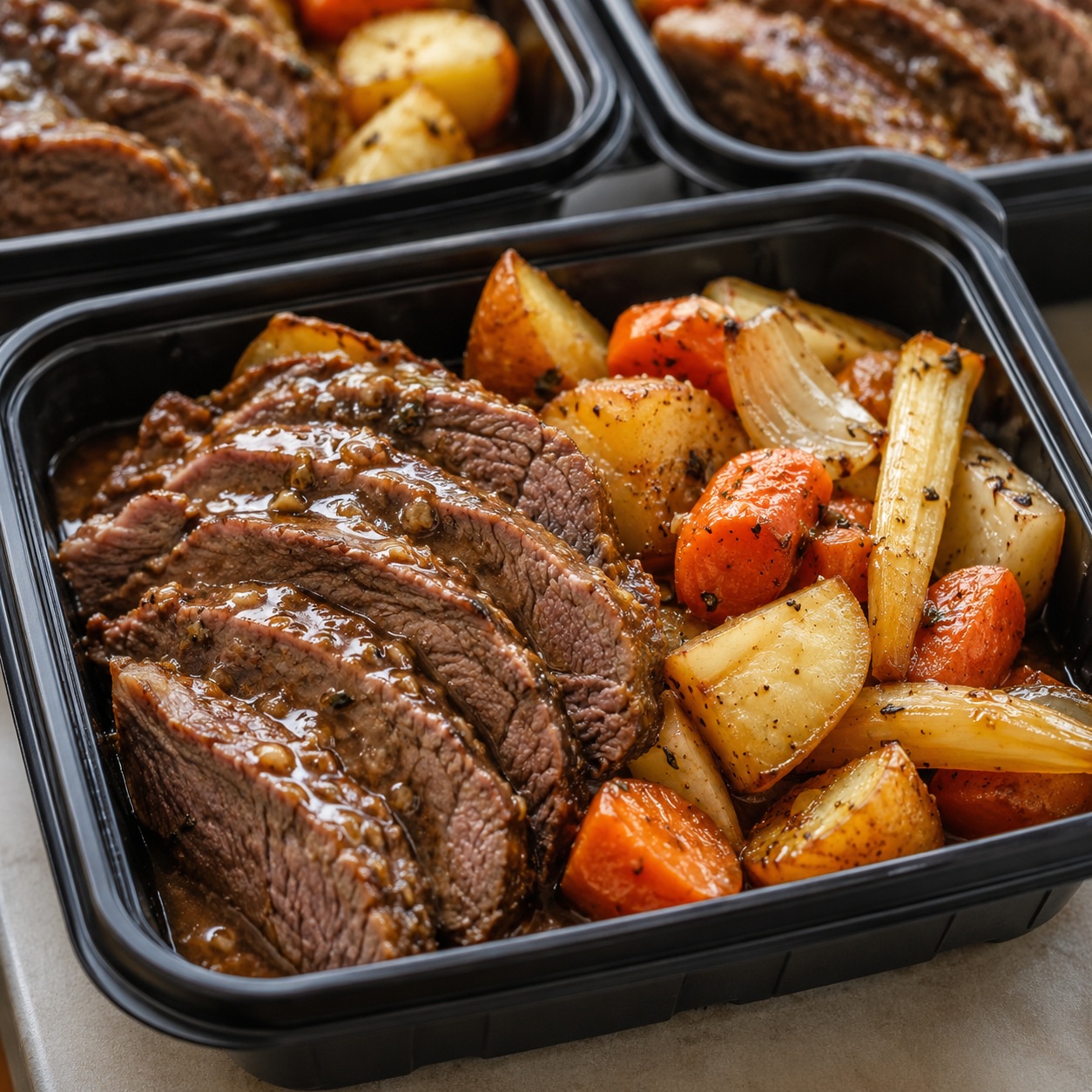 Maple Dijon Blade Roast with Roasted Root Vegetables