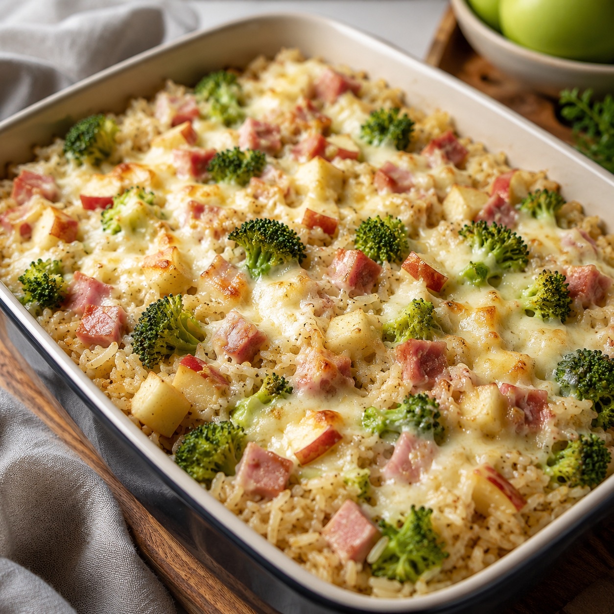 Ham and Apple Sheet-Pan Rice Bake