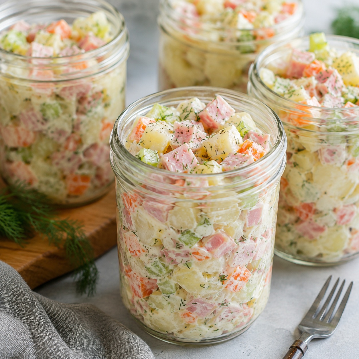 Ham and Potato Salad Jars