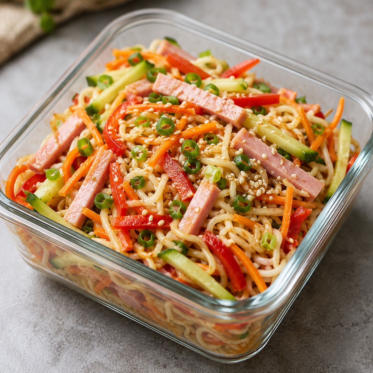 Ham and Veggie Cold Noodle Salad