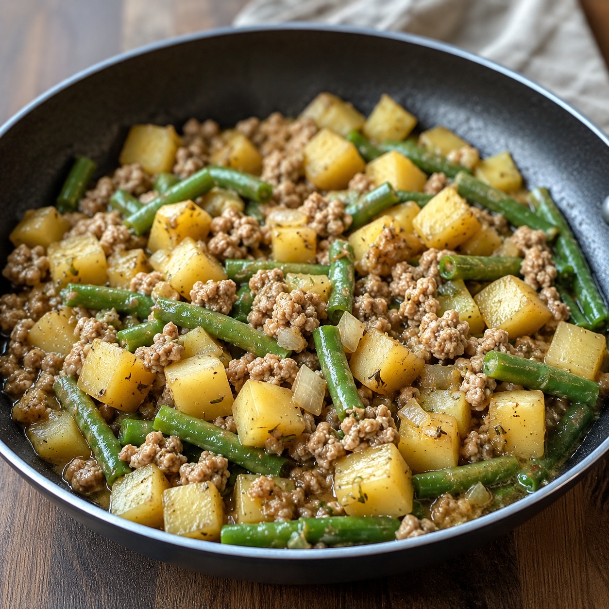 Pork, Potato and Green Bean Skillet