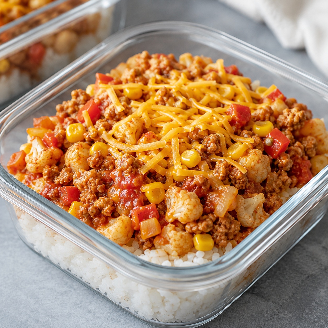Taco Turkey Cauliflower Rice Prep