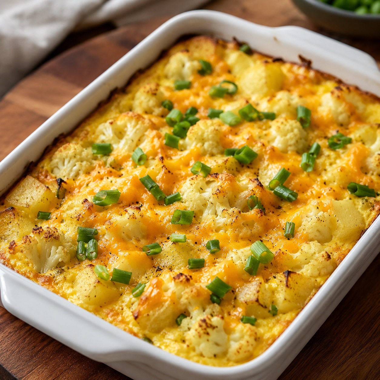 Cheddar Cauliflower Potato Egg Bake