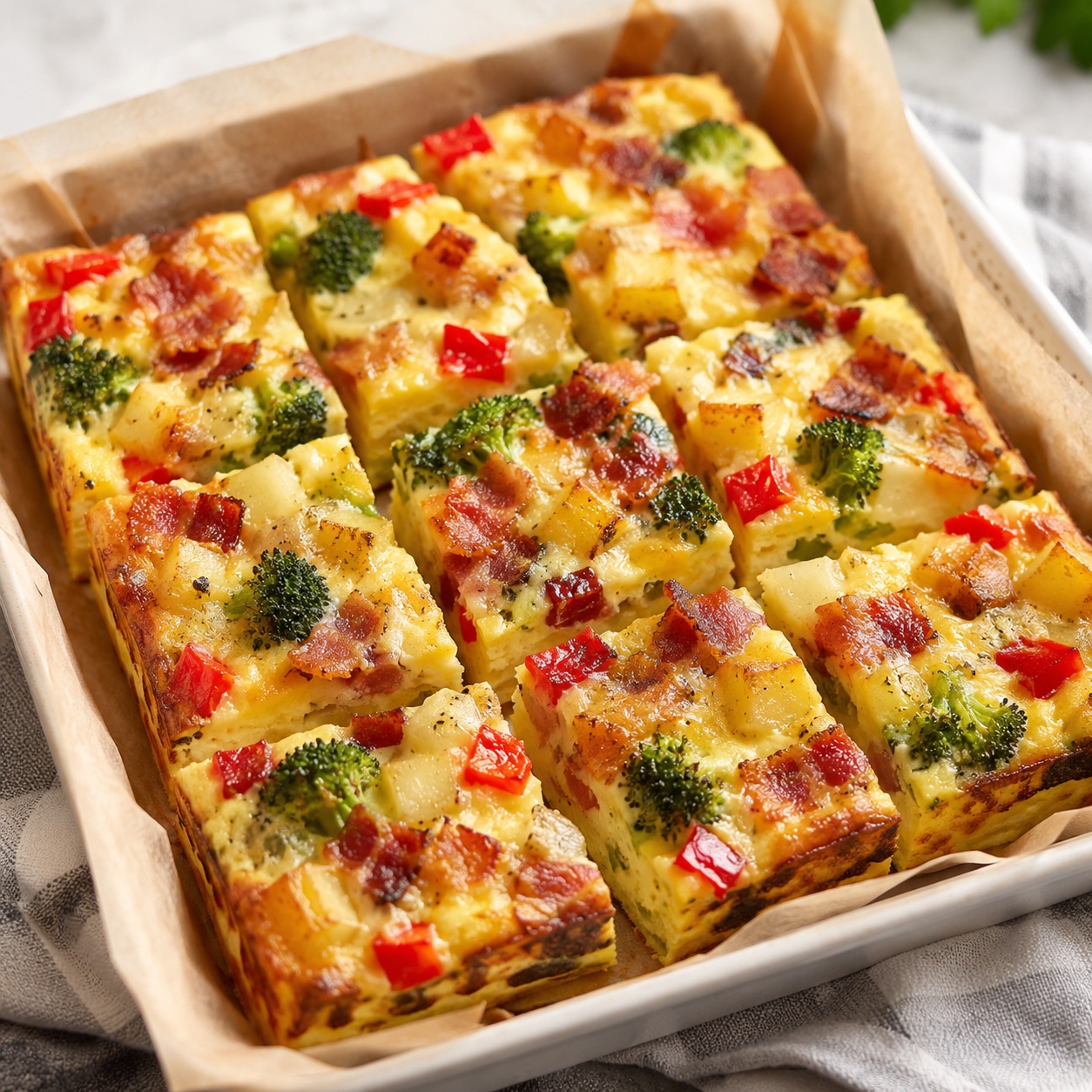 Bacon, Egg and Potato Breakfast Squares