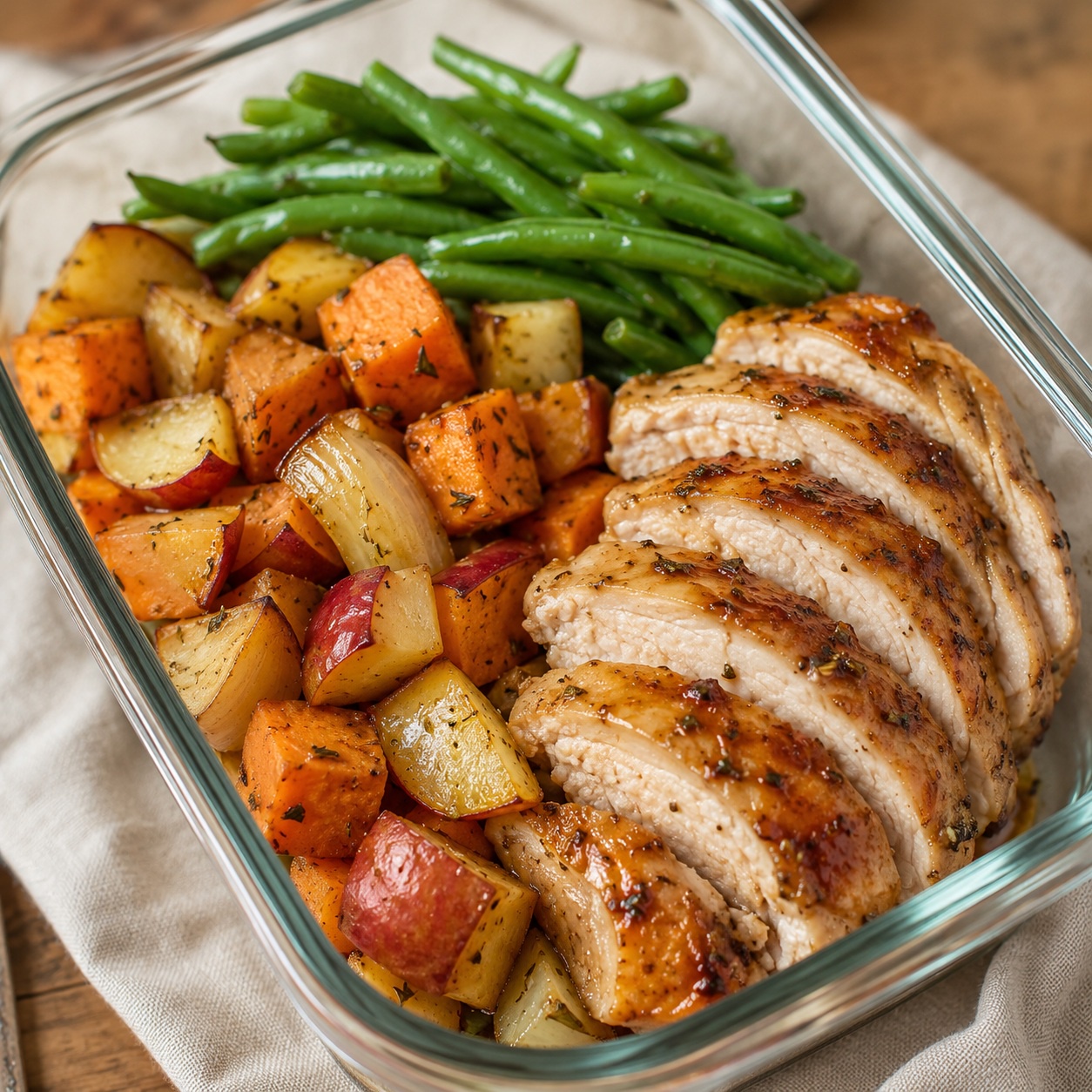 Maple-Mustard Whole Chicken with Sweet Potatoes