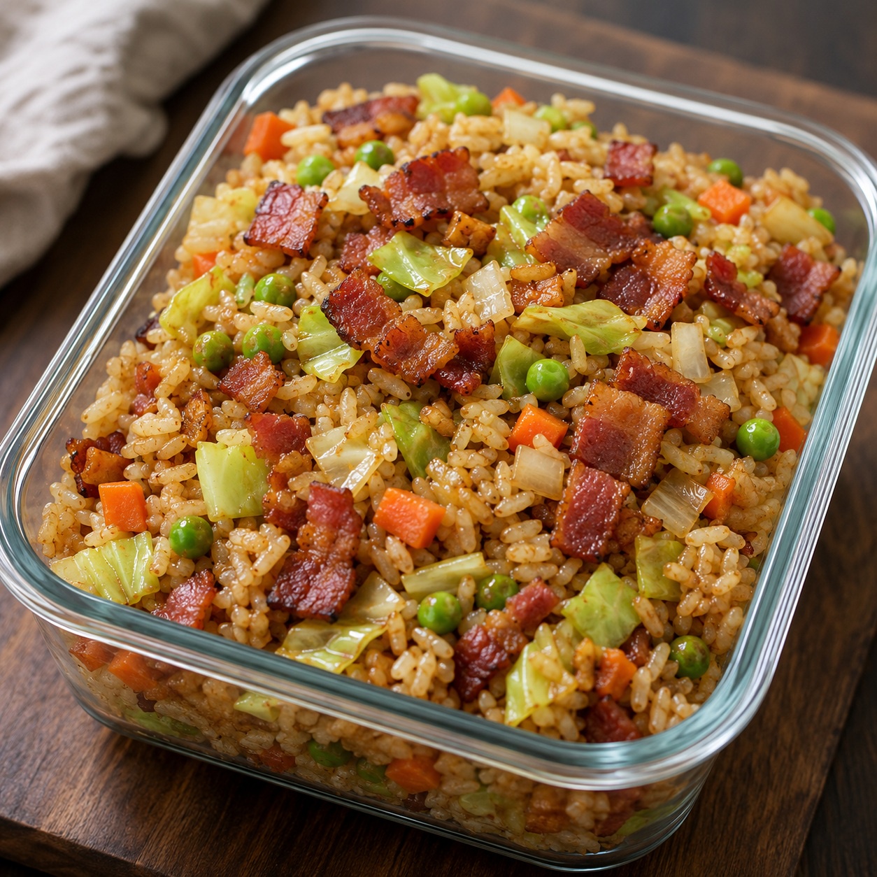 Bacon Cabbage Fried Rice