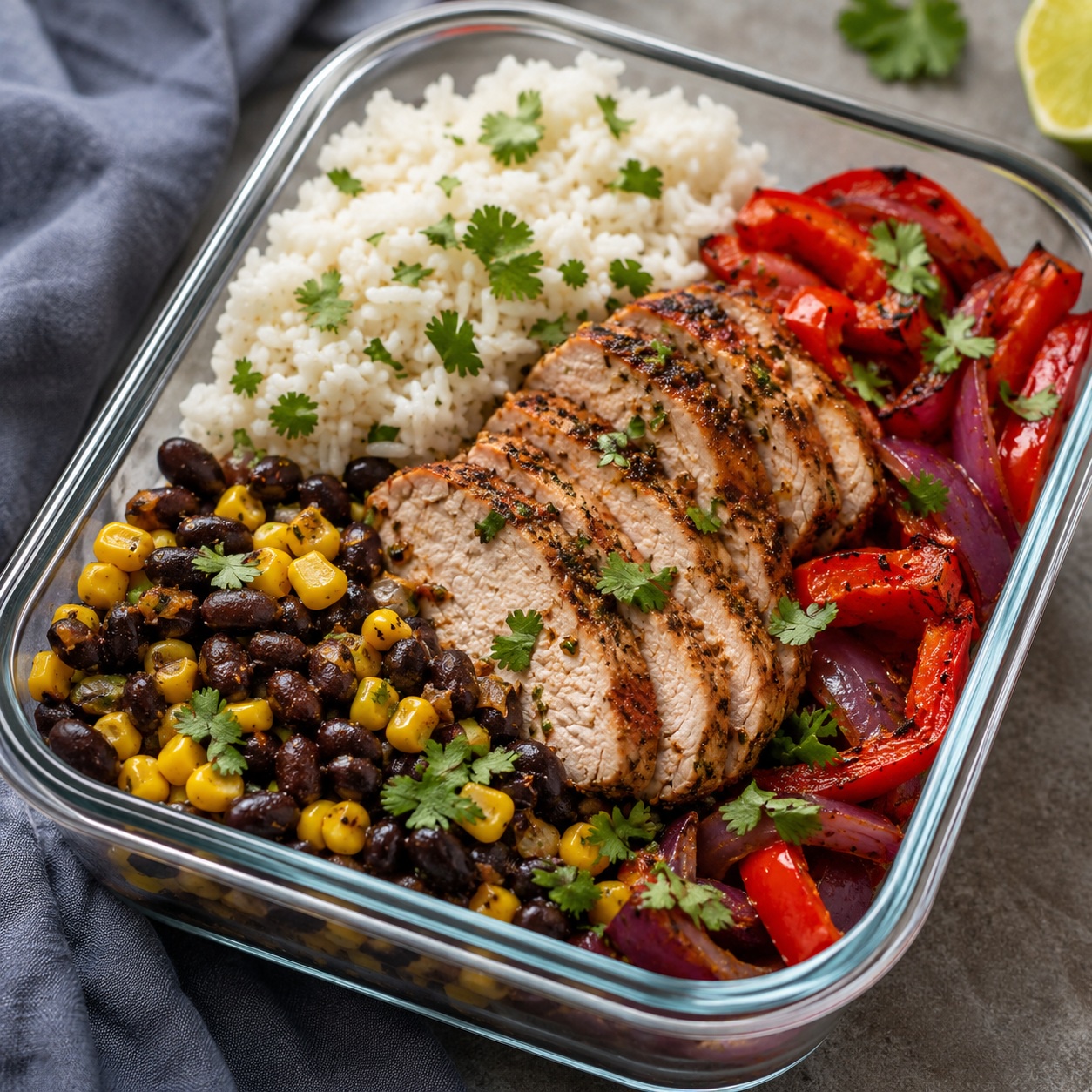 Citrus Garlic Pork Tenderloin Bowls with Black Beans and Corn