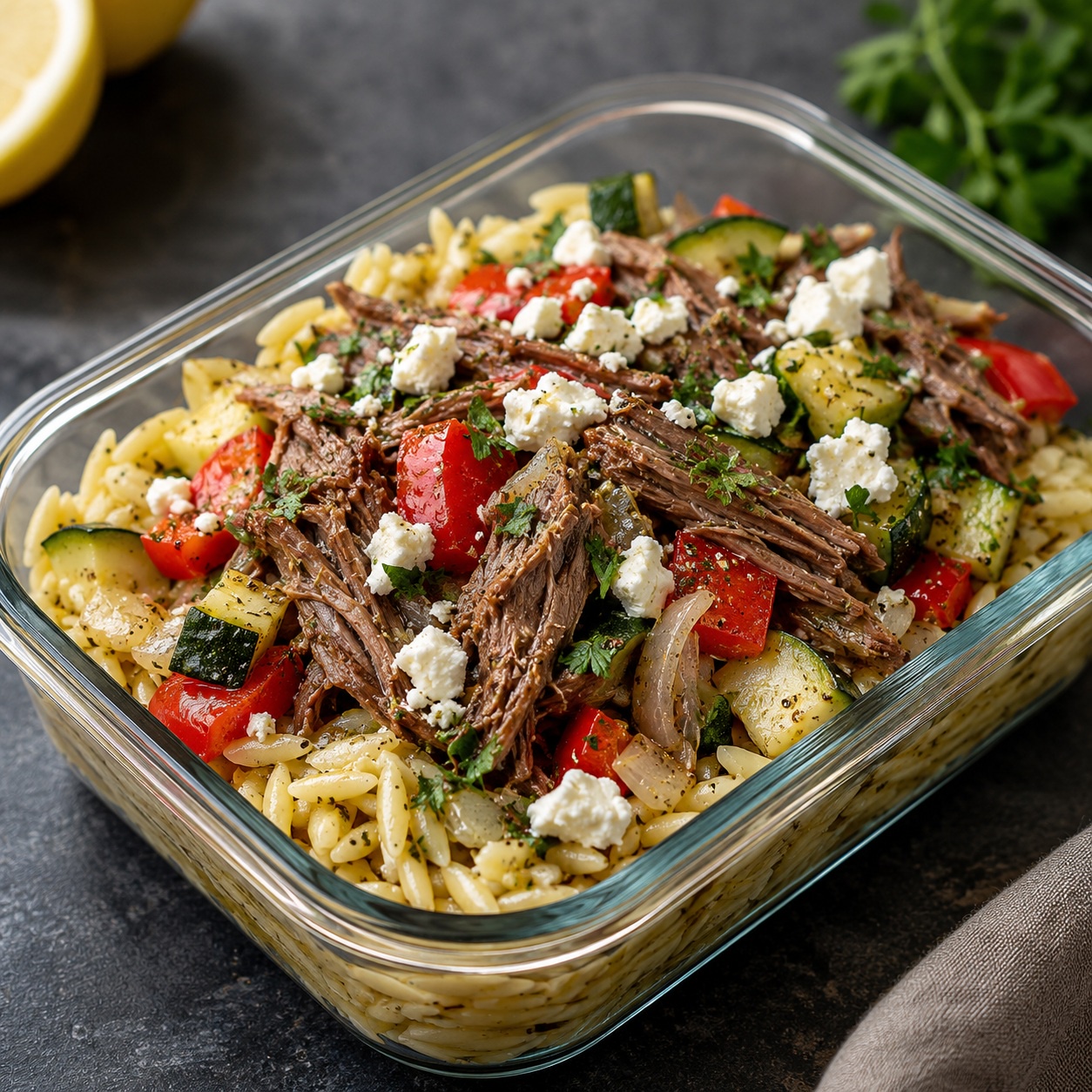 Greek Lemon-Oregano Blade Roast Orzo Bowls