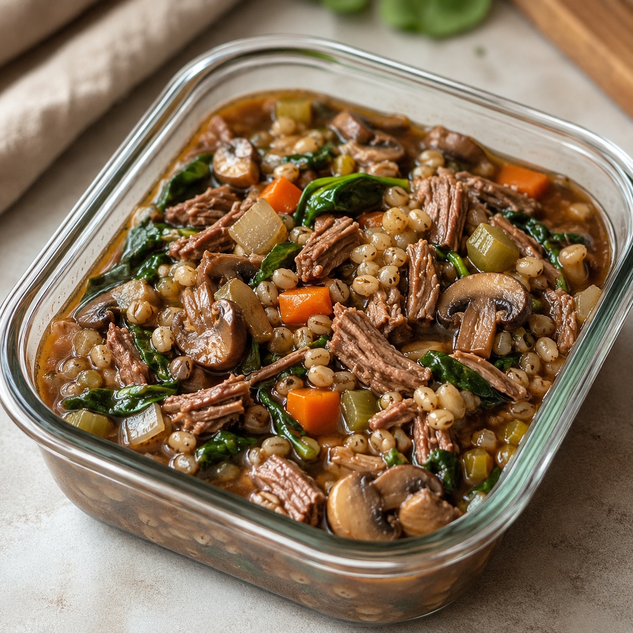 Mushroom Barley Blade Roast Lunch Bowls