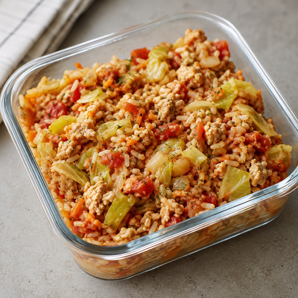 Deconstructed Cabbage Roll Ground Chicken Rice Bowls