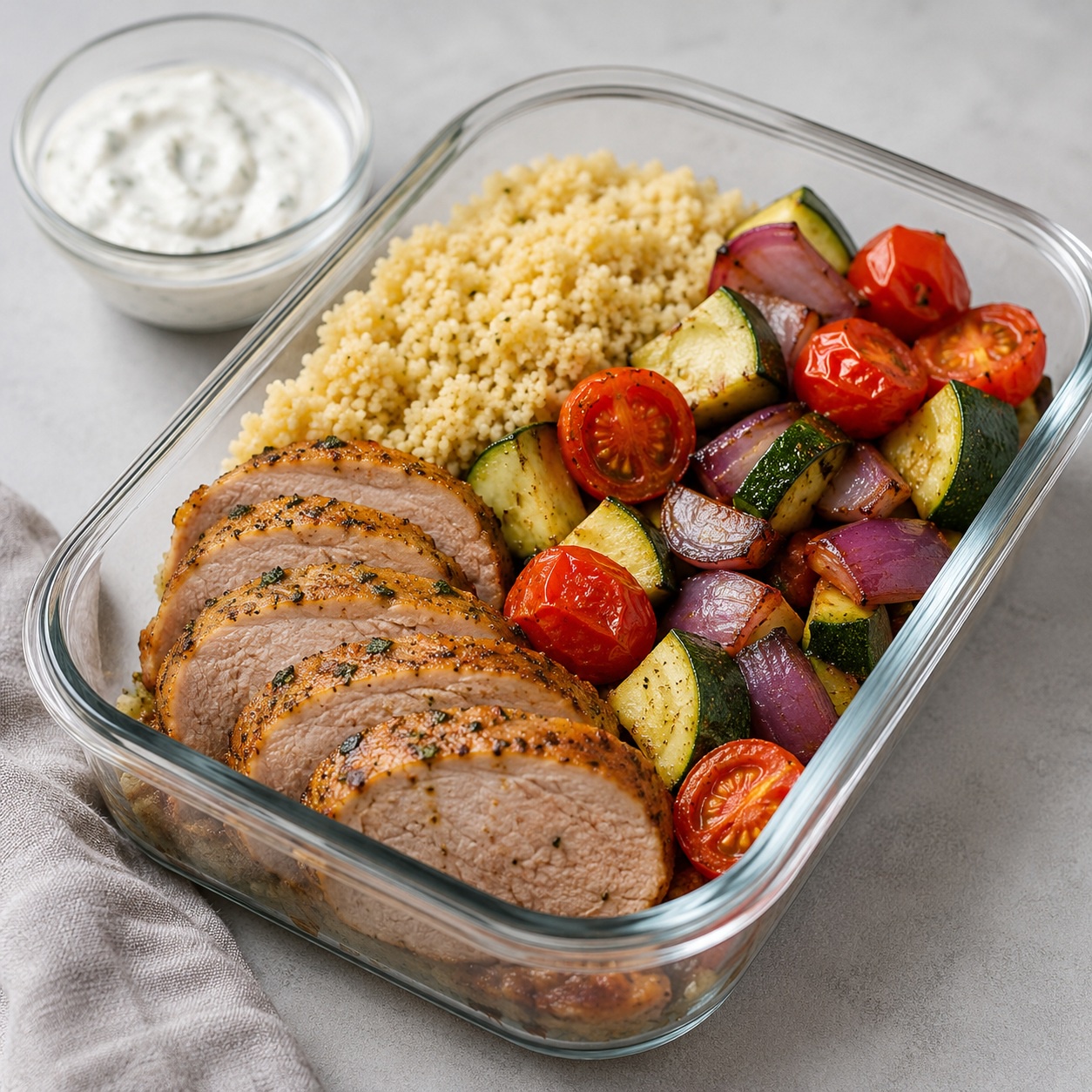 Lemon Oregano Pork Loin Couscous Boxes