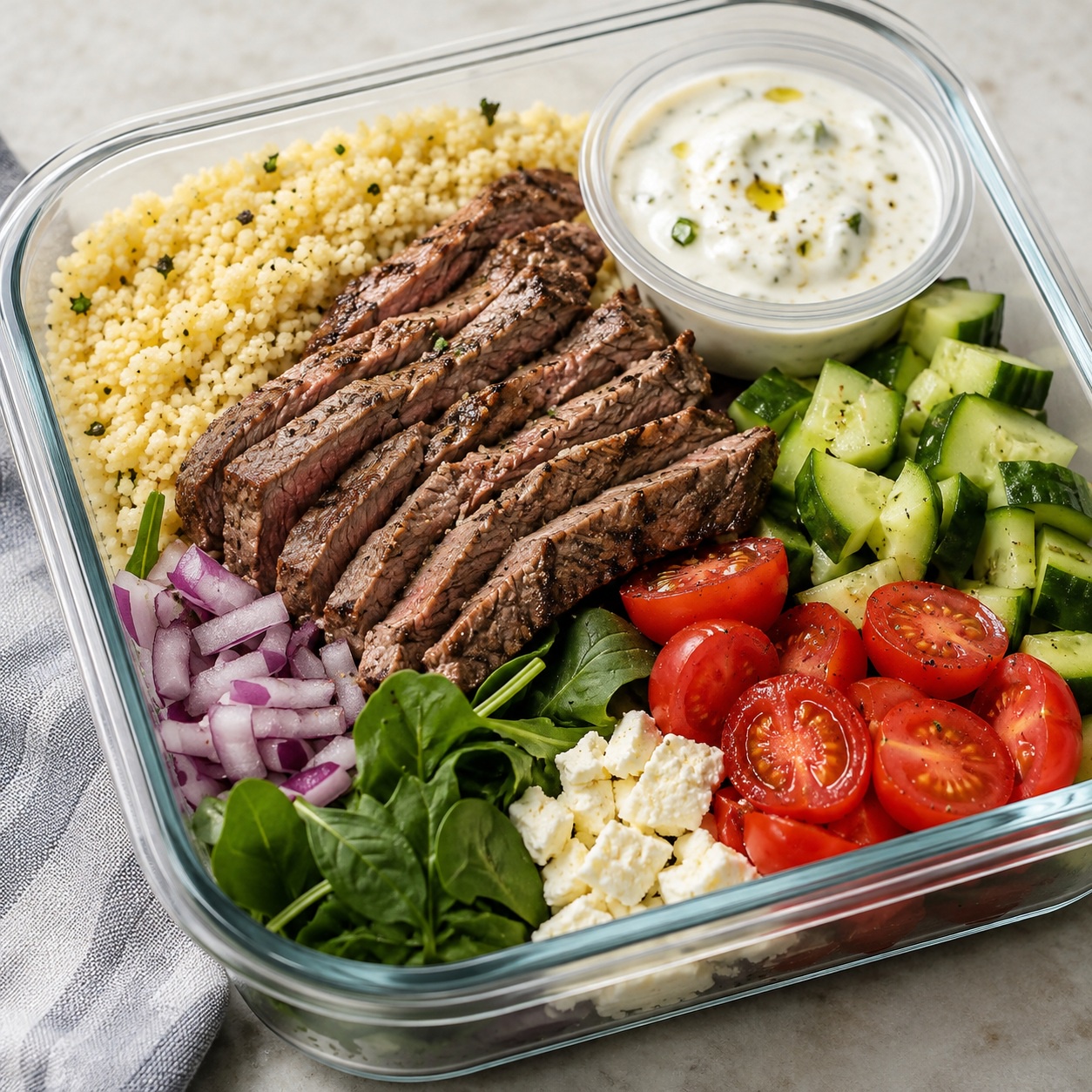 Lemon Oregano Steak Couscous Boxes